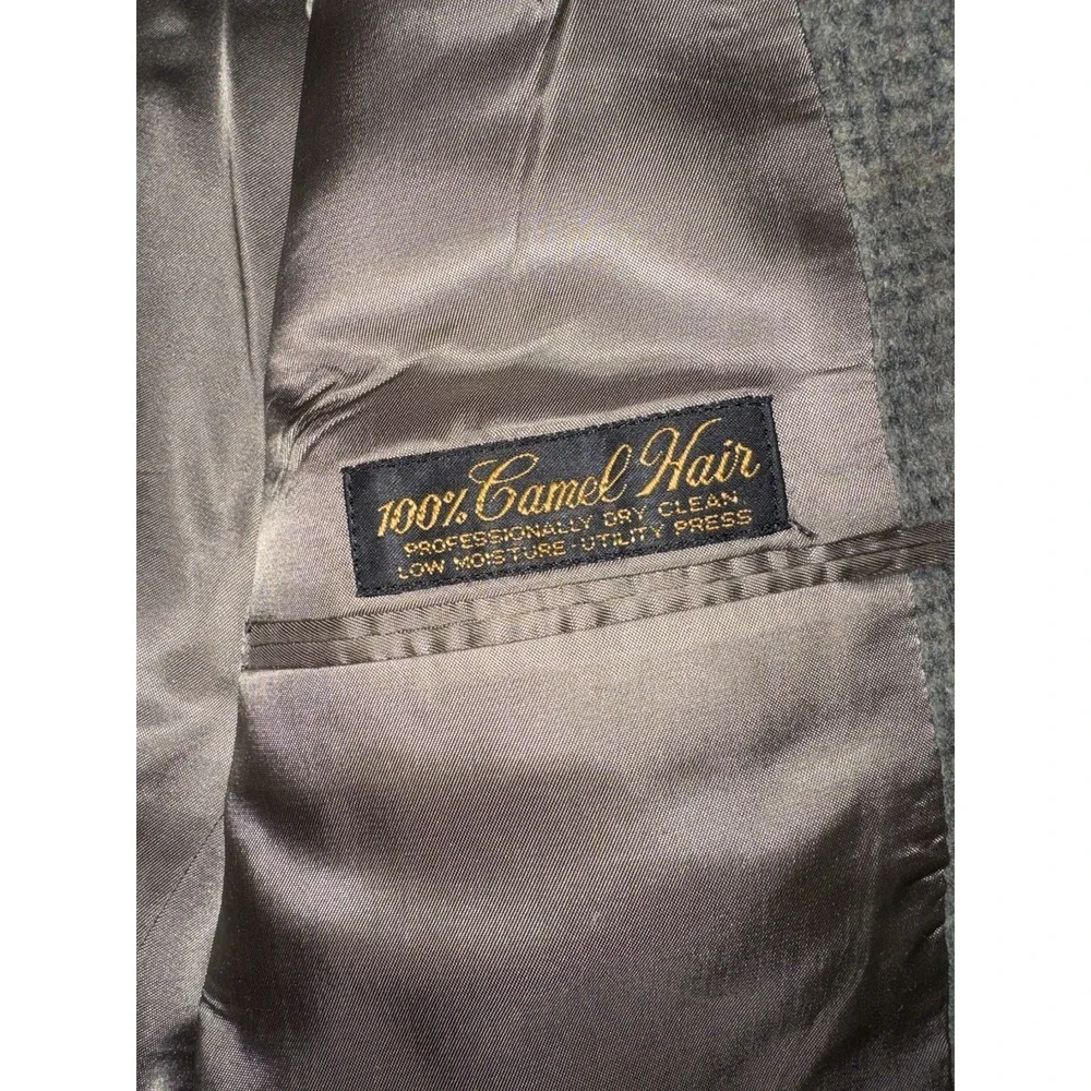 Vintage Hart Schaffner Marx Camel Hair Blazer‎ Men's 46L Plaid Sport Coat Suit
